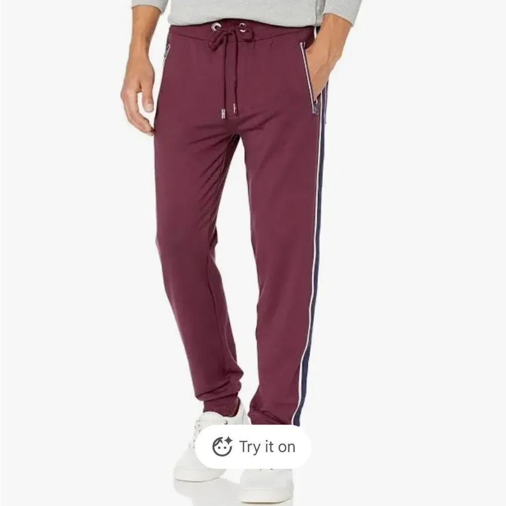 True Religion Contrast Stripe Lounge Pants Purple Maroon
